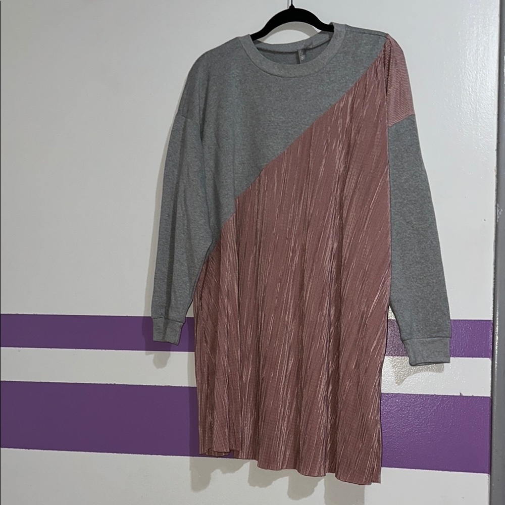 ASOS Gray and Pink Long Sleeve Dress